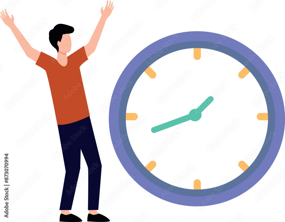 The boy is happy to see the time. The boy is happy to see the time.