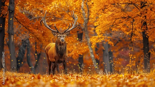 Majestic Deer in Autumn Forest photo