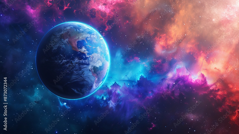 Cosmic Nebula and Planet Cosmic Nebula and Planet