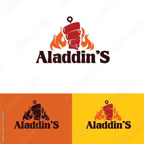 Aladdin's kebab emblems.Design elements for logo, label, emblem, sign.