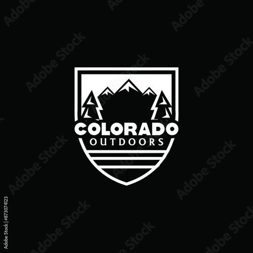 Bear logo emblem vector illustration silhouette for shirt or print stamp. Summer camp. Vector. Concept for shirt or patch, print, stamp. Vintage typography design with rv trailer