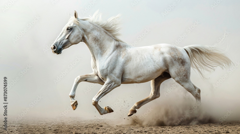 Graceful Equine Elegance: Majestic Horse in Studio on White Background Graceful Equine Elegance: Majestic Horse in Studio on White Background