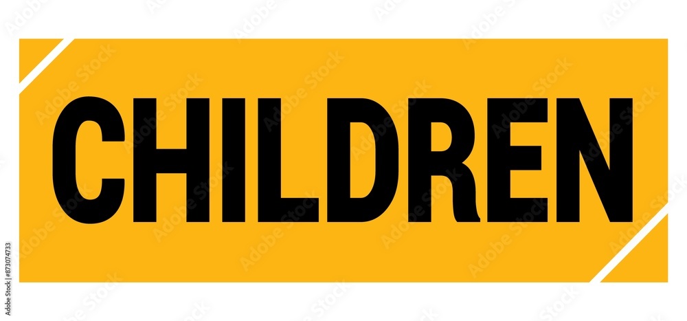 CHILDREN text on yellow-black grungy stamp sign. CHILDREN text on yellow-black grungy stamp sign.