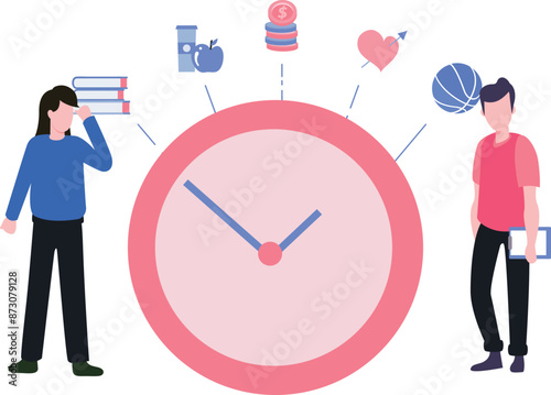 A boy and a girl are making their work schedule.