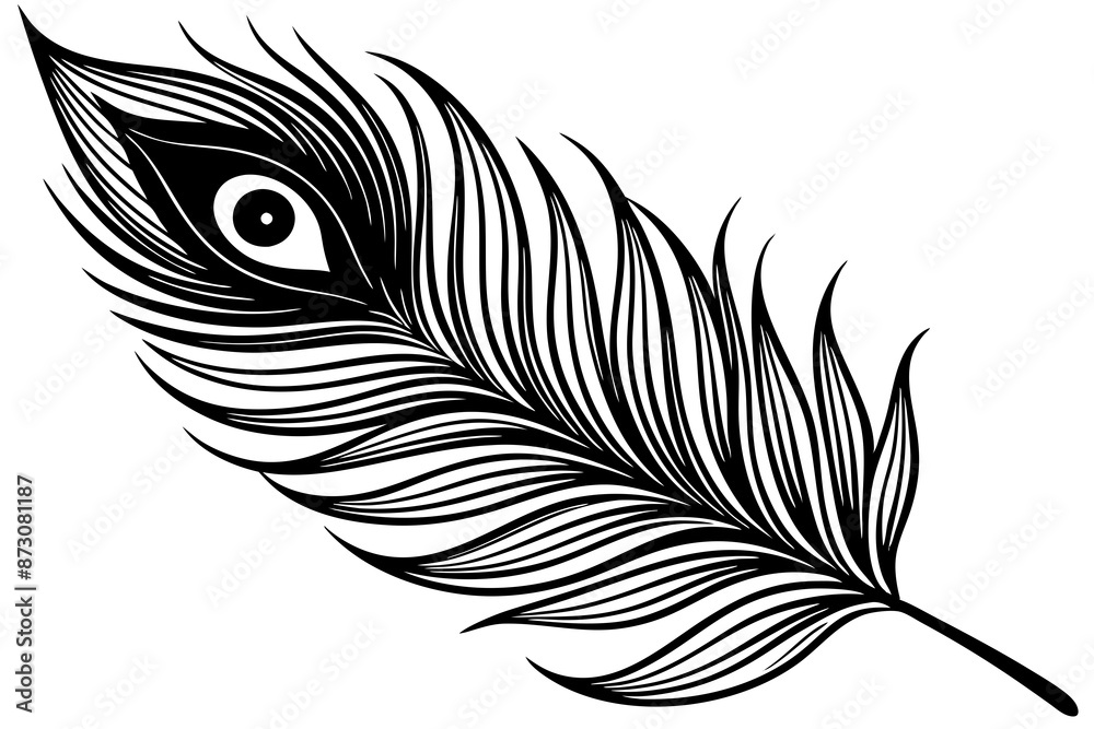 peacock feather black silhouette vector white background peacock feather black silhouette vector white background