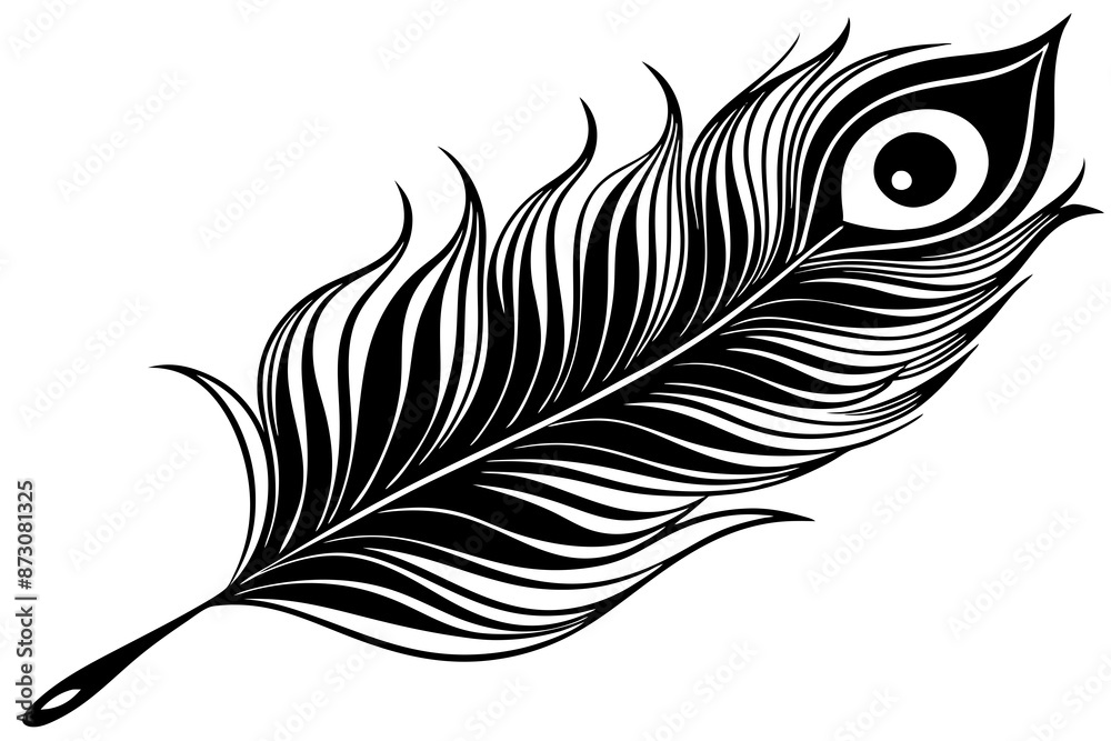 peacock feather black silhouette vector white background peacock feather black silhouette vector white background