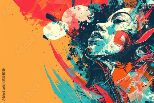 Wallpaper Mural An abstract illustration with bold colors and a woman's face taking center stage. Generative AI Torontodigital.ca