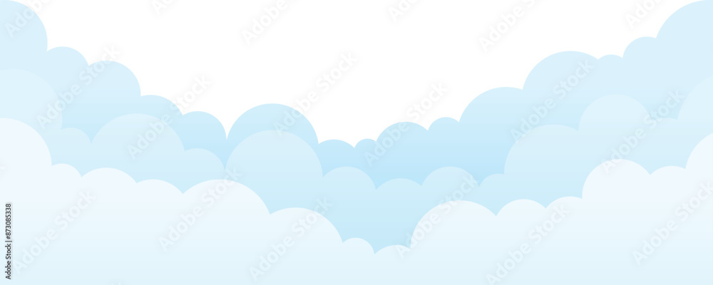 Blue clouds layer border, cut out isolated with transparent background. Blue clouds layer border, cut out isolated with transparent background.