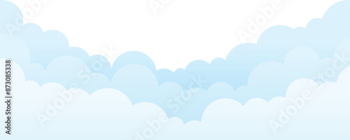 Blue clouds layer border, cut out isolated with transparent background.