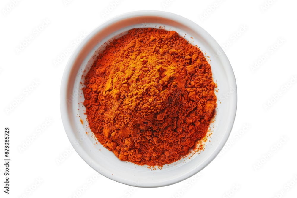 Paprika powder in a white bowl isolated on transparent background Paprika powder in a white bowl isolated on transparent background