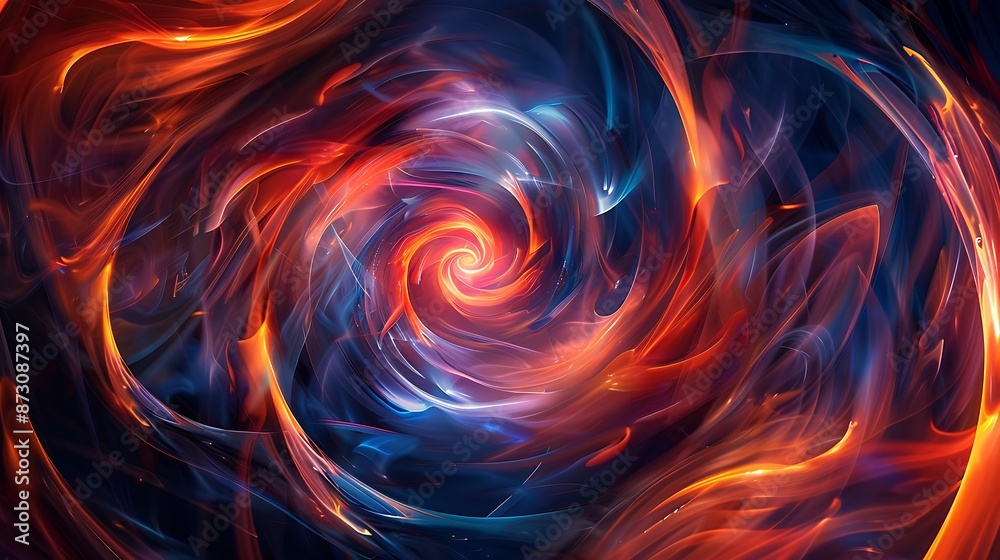 An abstract composition of swirling neon lights in shades of fiery orange and deep indigo, evoking a sense of dynamic movement and energy. An abstract composition of swirling neon lights in shades of fiery orange and deep indigo, evoking a sense of dynamic movement and energy.