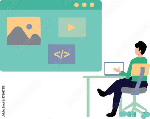 A guy is working on web page coding.