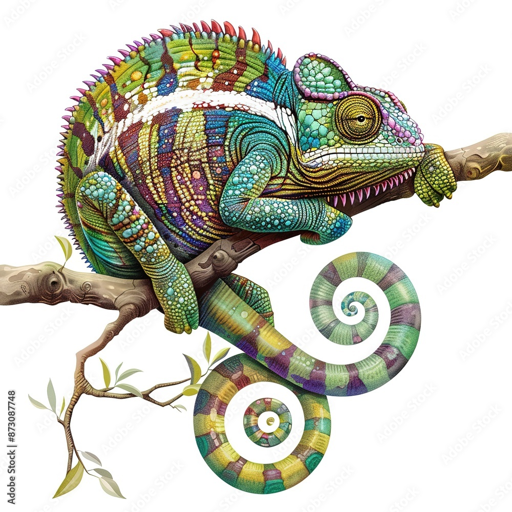 Obraz premium Chameleon Vintage fashion cartoon isolated whitebackground