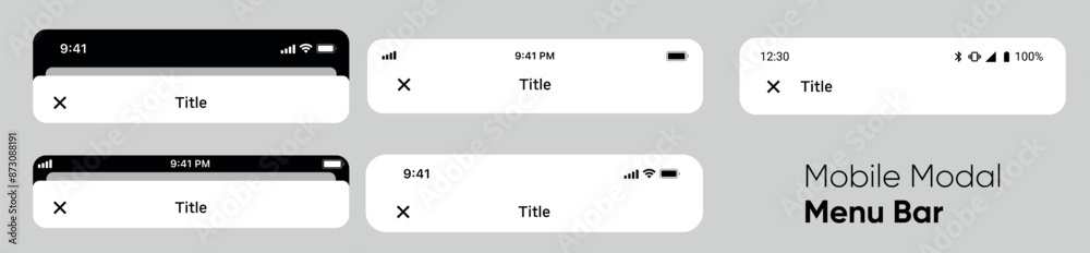 Mobile menu bar ui template with cellular icons