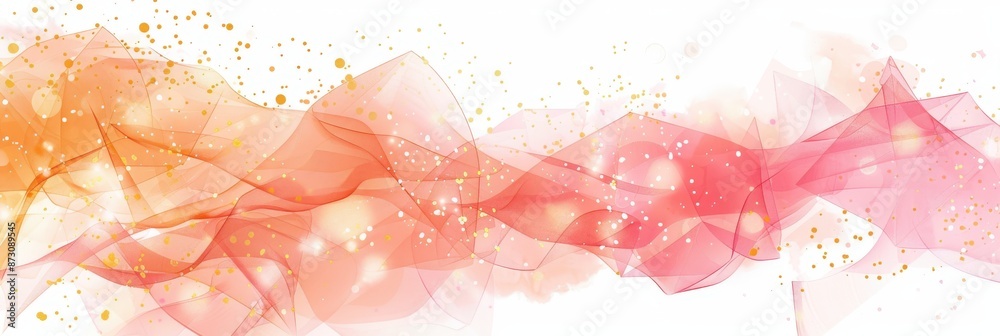 Abstract banner with polygonal shapes and neural connections, on a pink background Abstract banner with polygonal shapes and neural connections, on a pink background