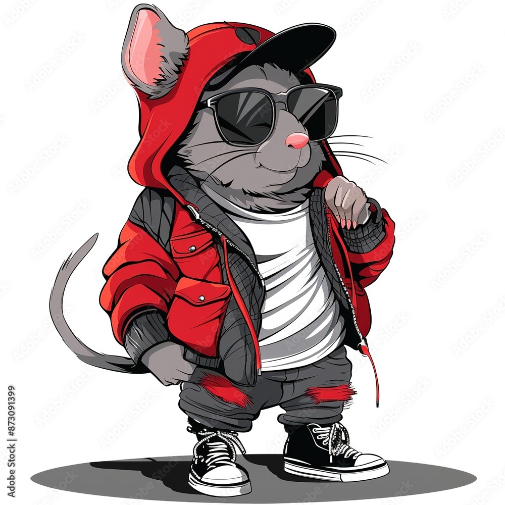 Chinchilla Streetwear cartoon isolated whitebackground Chinchilla Streetwear cartoon isolated whitebackground