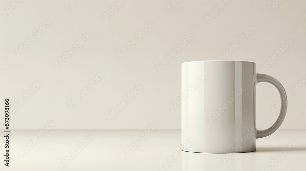 Photo of A white mug mockup on grey background, with copy space for text. Web banner without decorative elements. Simple clean light gray color background. The composition is in the lower right corner Photo of A white mug mockup on grey background, with copy space for text. Web banner without decorative elements. Simple clean light gray color background. The composition is in the lower right corner