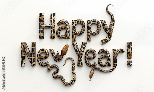 The inscription Merry Christmas in the form of snakes.