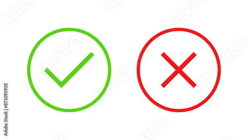 Check mark and cross mark icon set