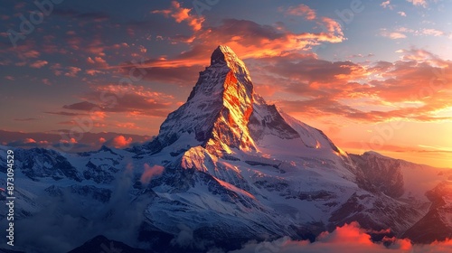 Mountain Peak Sunrise, A sunrise illuminating the peak of a mountain, symbolizing reaching new heights in business achievements