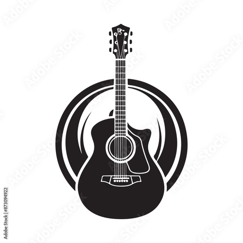 Acoustic guitar Logo vector illustration.  acoustic guitar isolated on white