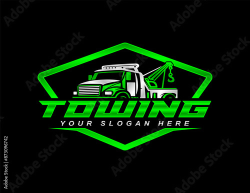 towing service logo template vector illustration for automotive on black background