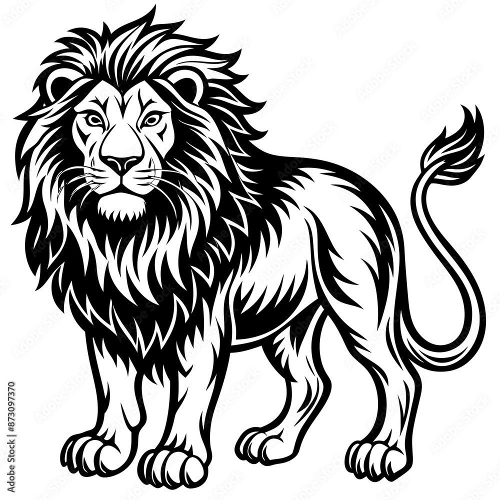 vector lion hand drawn line art isolated silhouet vector lion hand drawn line art isolated silhouet