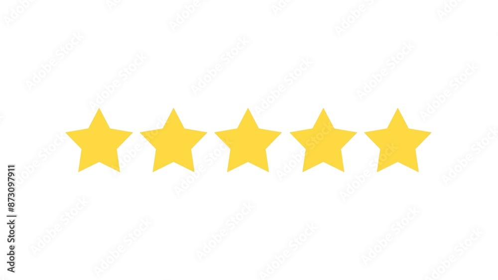 animated five stars 3d yellow color. Customer rating feedback or award concept. animation video isolated on alpha channel background.