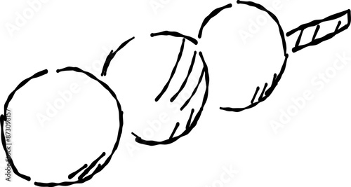 団子ののお月見手描き線画イラスト