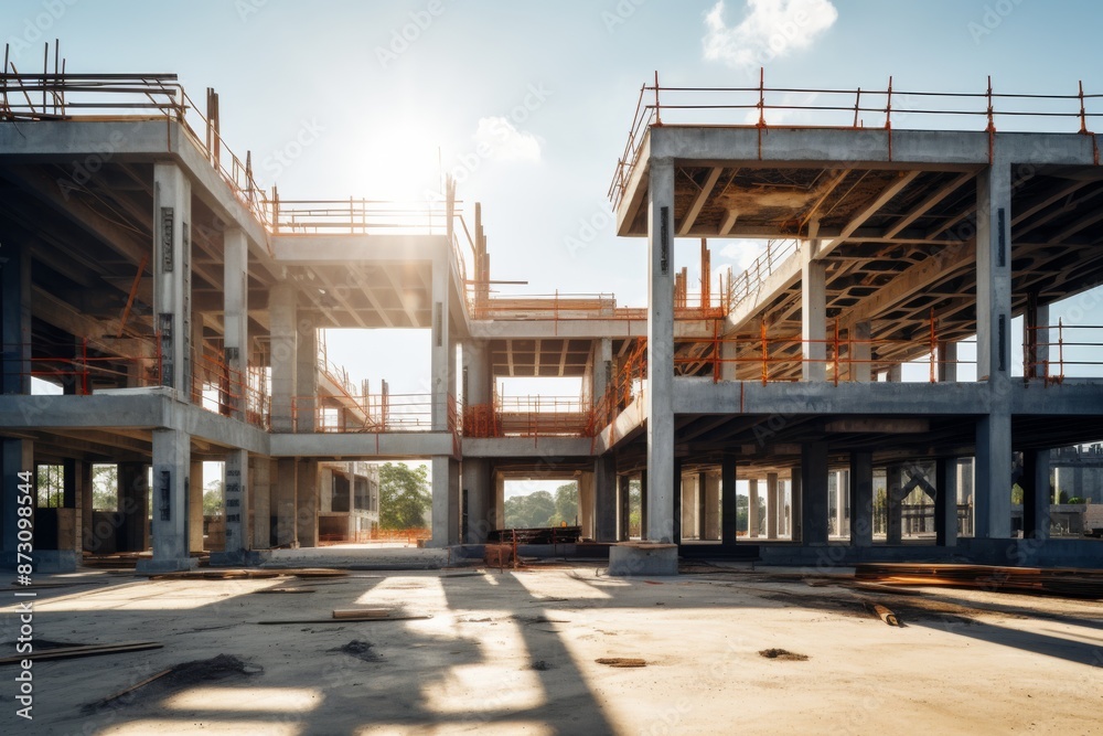 Modern concrete and steel building under construction Modern concrete and steel building under construction