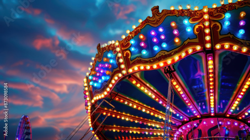 A colorful carousel with lights on it