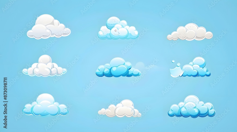 Clouds icon set on background. Clouds icon set on background.