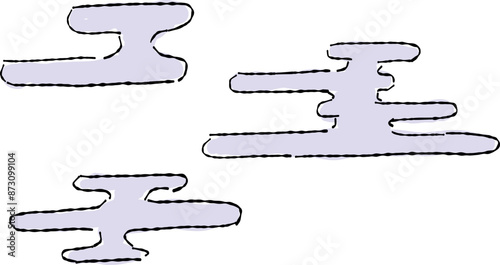 雲柄の和風手描きイラスト