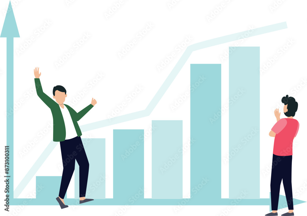 Employees are happy to see the increase in the graph. Employees are happy to see the increase in the graph.