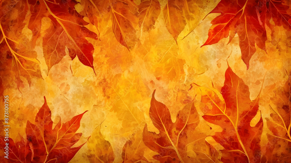 Fototapeta premium Abstract fall or autumn background concept with leaf pattern in grunge texture design with copy space