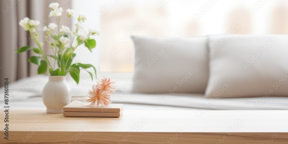 Minimalist Bedroom Decor with Flowers and Book