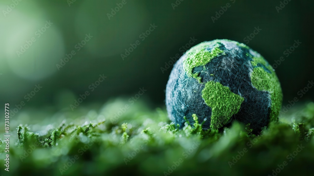 Earth Day represented through a peaceful earth symbol in a verdant setting Earth Day represented through a peaceful earth symbol in a verdant setting