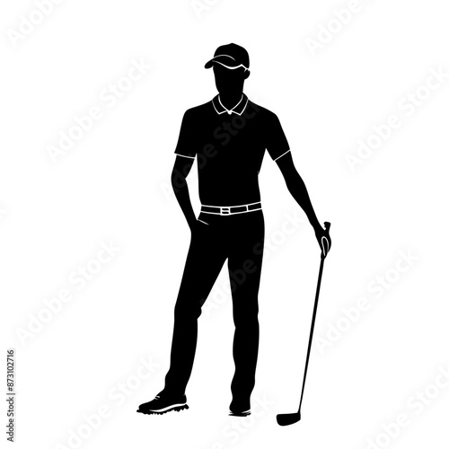 Silhouette of a male golfer on a white background vector (19)