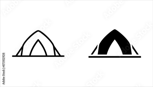 Camping tent icon set. Tourist tent. isolated on white background