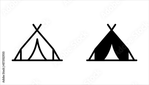 Camping tent icon set. Tourist tent. isolated on white background