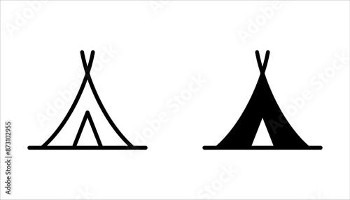 Camping tent icon set. Tourist tent. isolated on white background