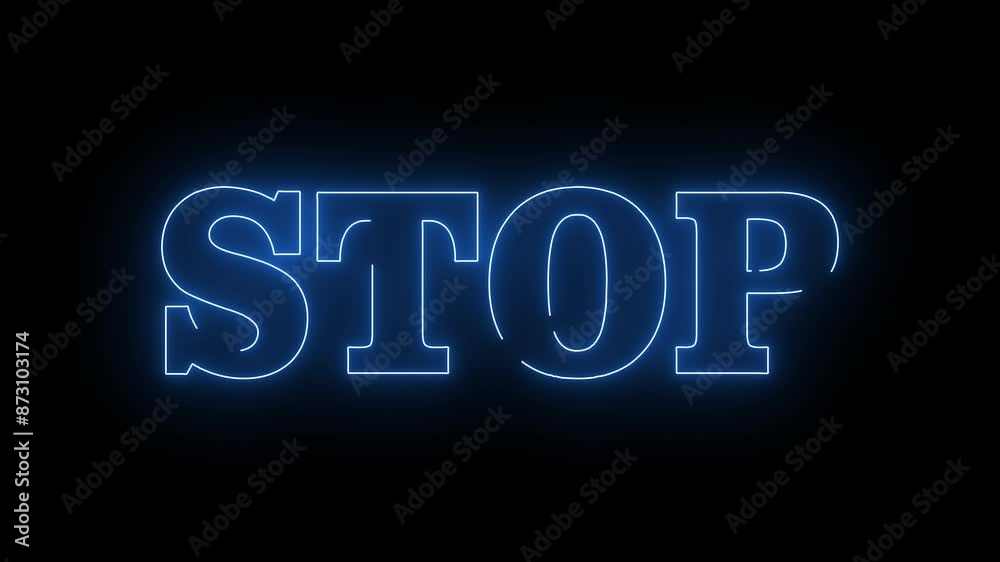 a word STOP stops in place with a rotating blue glowing effect a word STOP stops in place with a rotating blue glowing effect