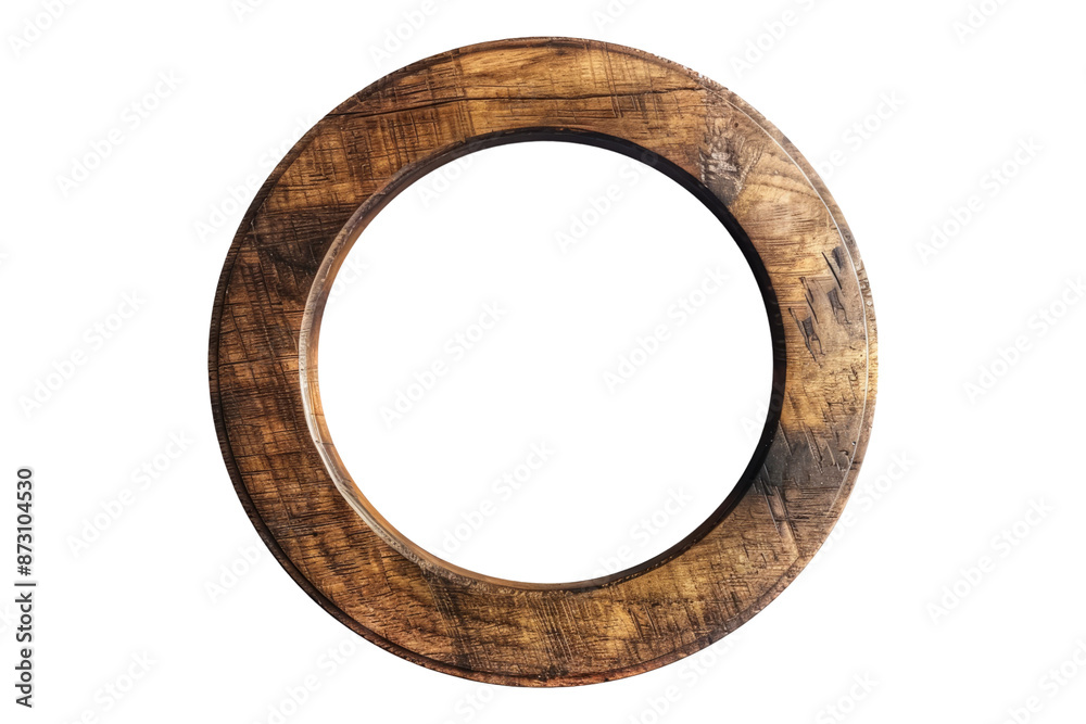 wooden round frame isolated on transparent background wooden round frame isolated on transparent background