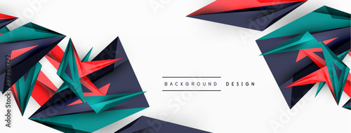 Minimal geometric abstract background. Low poly dynamic triangle design. Trendy techno business template for wallpaper, banner, background or landing