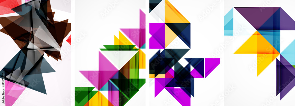 Triangle poster geometric background set Triangle poster geometric background set