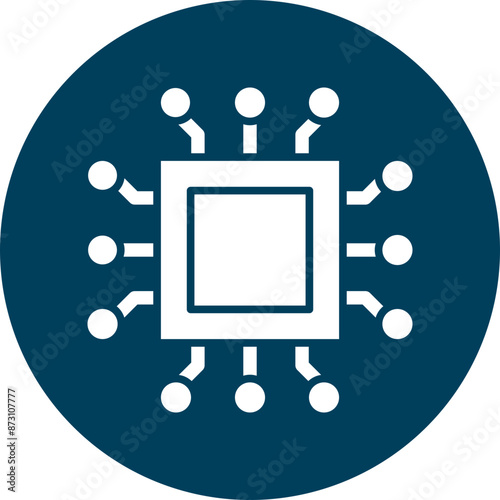 Processor Glyph Circle Icon