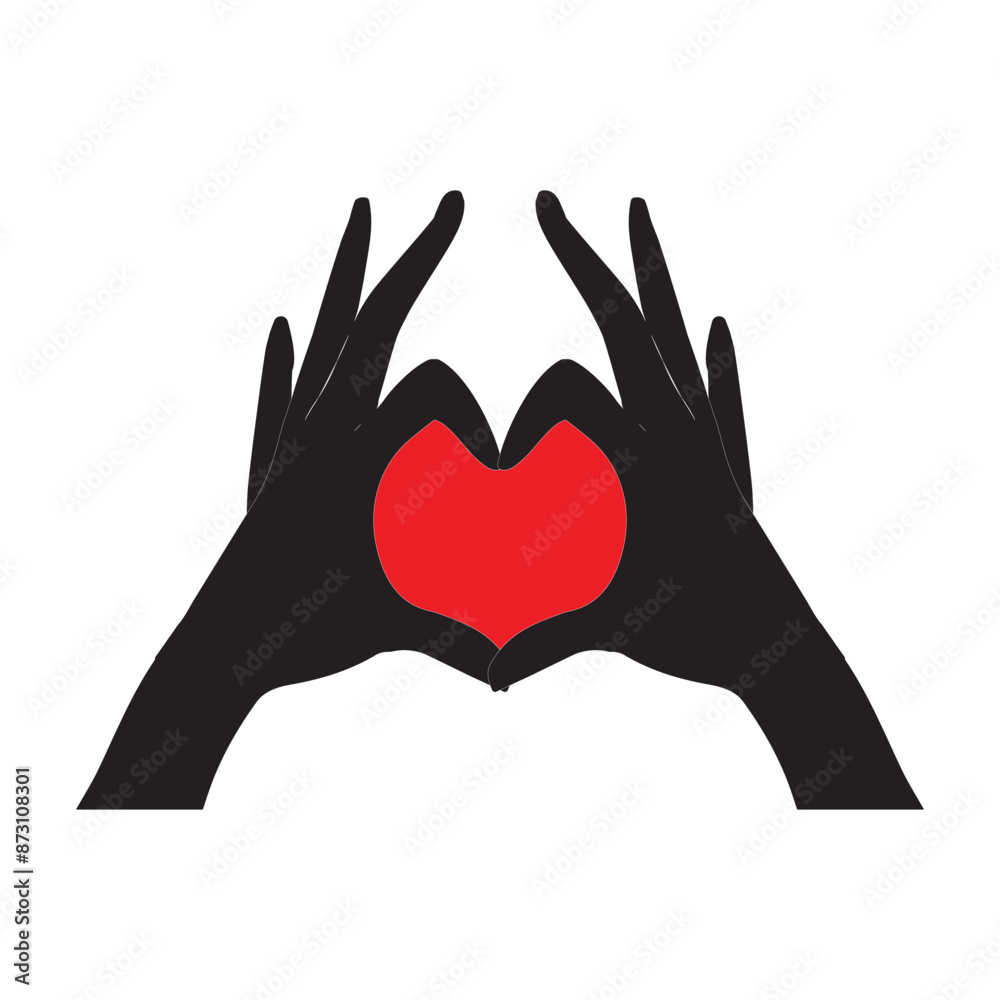 Finger heart icon. Korean love sign. I love you hand gesture. Silhouette illustration sticker design social media, with love icon vector illustration Finger heart icon. Korean love sign. I love you hand gesture. Silhouette illustration sticker design social media, with love icon vector illustration