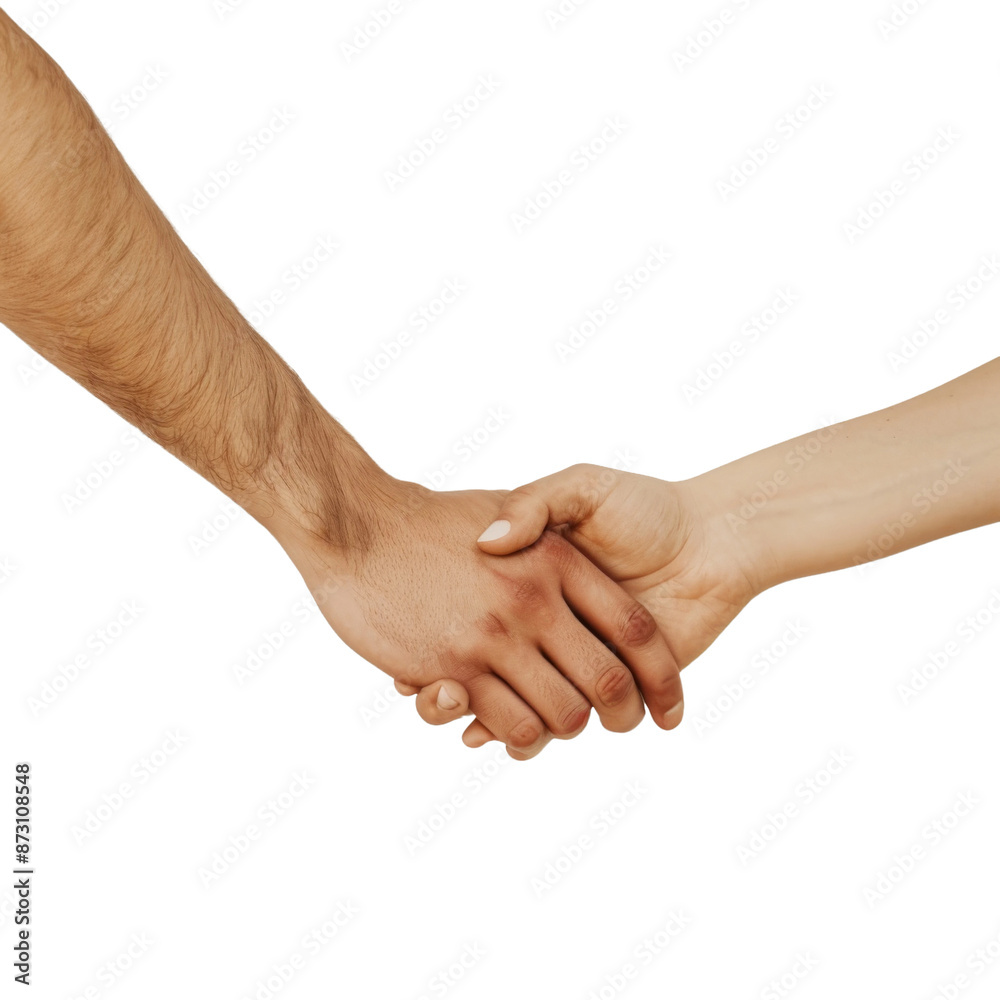 Two hands clasping together, one of which is a man's Two hands clasping together, one of which is a man's