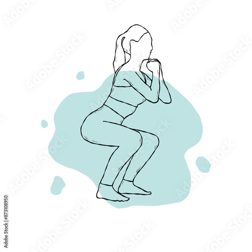 lineart women exercising, yoga pose