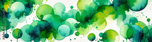 Abstract green shapes with a white space background